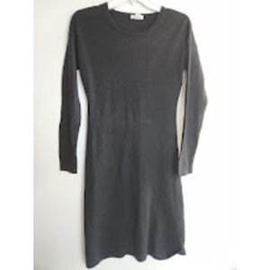 Garnet Hill  Black 100% Merino Wool Scoop Neck Knit Sweater Dress size Small